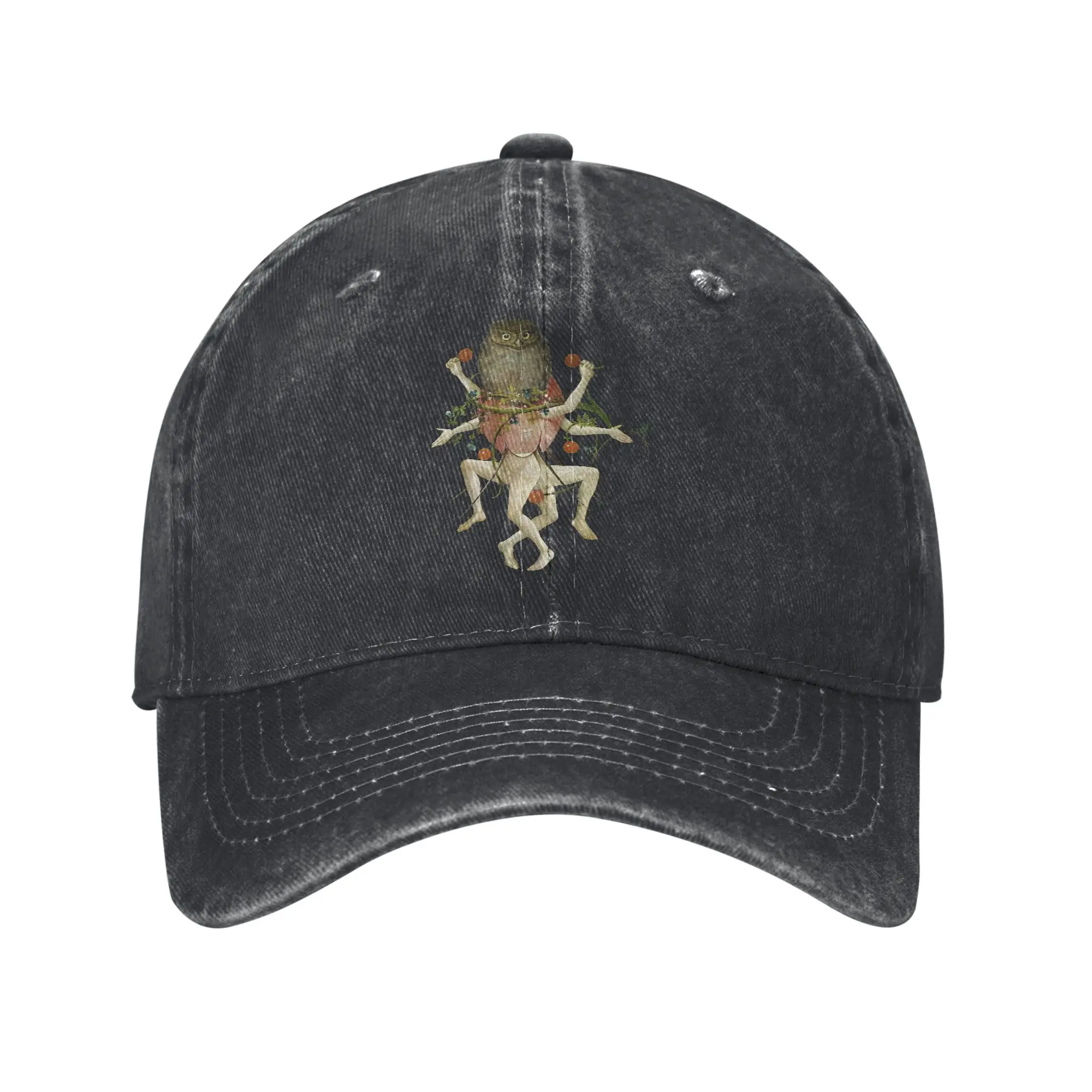 Washed Baseball Cap Hieronymus Bosch The Garden of Earthly Delights Owl Summer Hip Hop Hats For Couple Women Sun Snapback Cap