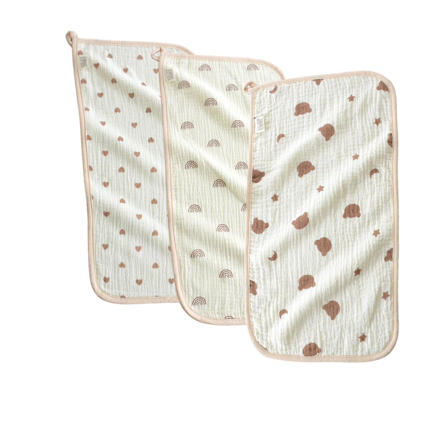 3 قطع مناشف أطفال 100% قطن قماش تجشؤ ناعم ماص للأولاد والبنات حديثي الولادة مقاس 19.5 × 9.5 بوصة #5