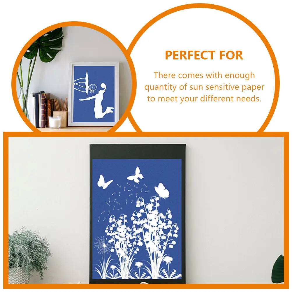 1Set Cyanotype Paper A5 Sun Print Paper Safe Natural Fiber DIY Cyanotype Supplies for Sun Drawing Art DIY Papers