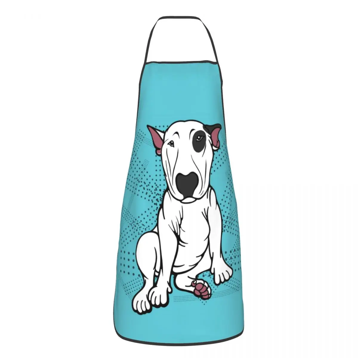 Funny English Bull Terrier Bib Apron Men Women Unisex Kitchen Chef Kawaii Cute Doge Tablier Cuisine for Cooking Baking Gardening