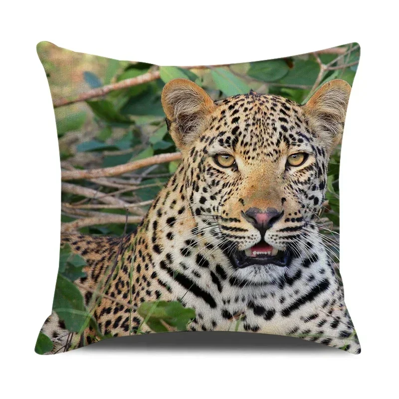 Leopard Cheetah Printed Cushion Cover Custom Pillowcase Wild Animals Pattern Linen Pillow Cover Home Office Decor Pillow Case