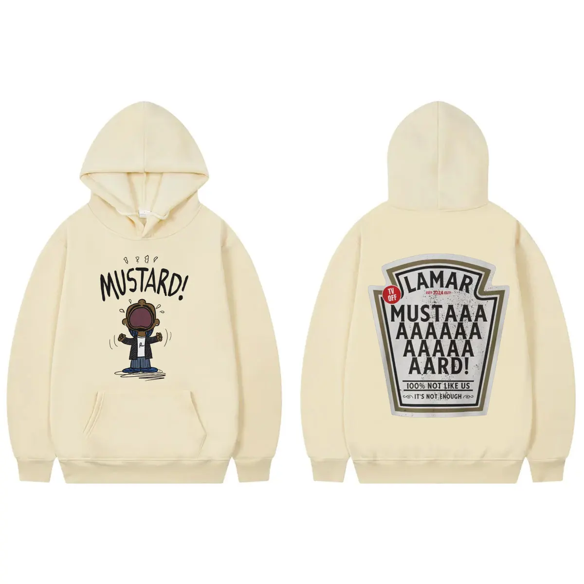 Rapper Kendrick Lamar Mustard Hoodies Men's Hip Hop Trend Vintage Hooded Sweatshirts Unisex Fashion Casual Oversized Pullovers