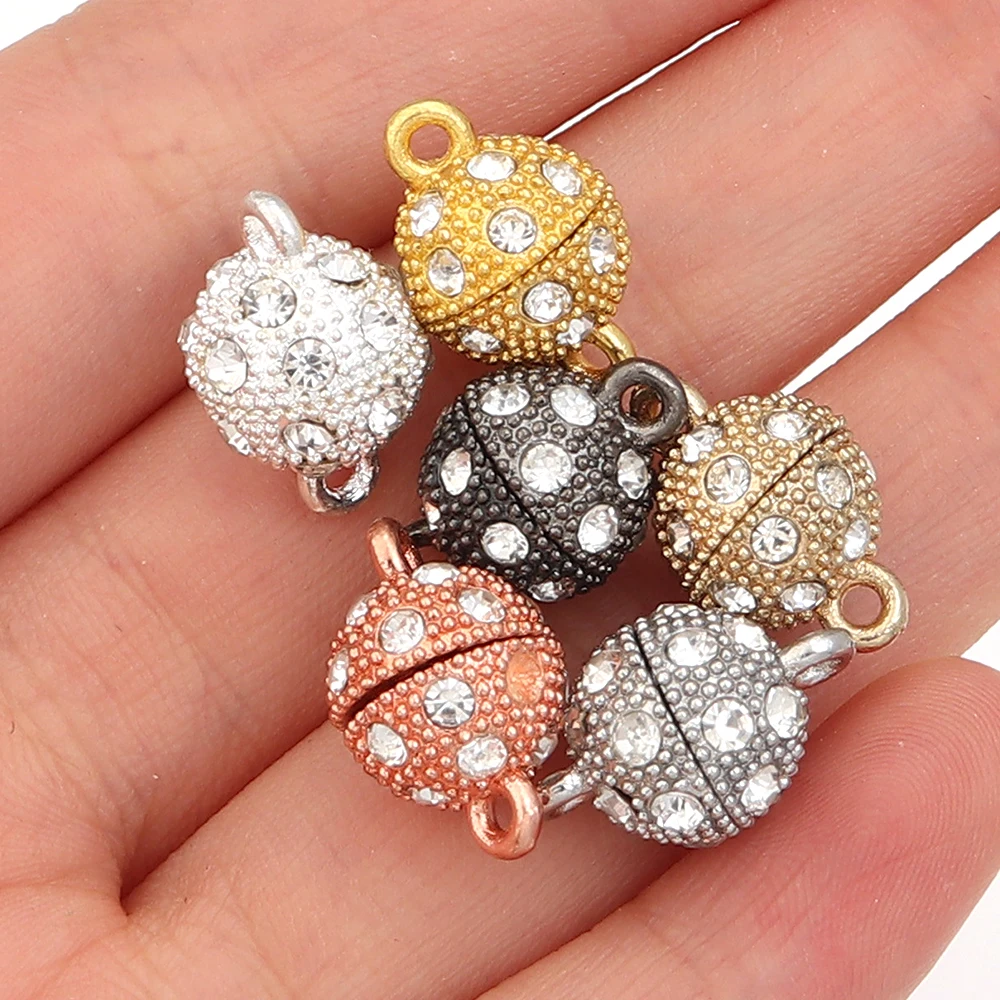 5 Stück 8 10 12 mm runde Kristall-Magnetverschlüsse DIY Halskette Armband Schnalle Hakenverschlüsse Endverschlüsse Verbinder für die Schmuckherstellung