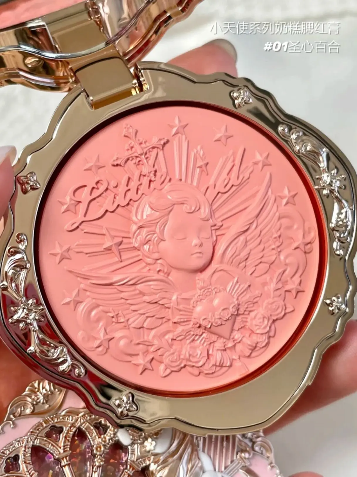 Flower Knows Little Angel Series Blush Cream Embossed Blush 6g Lasting Natural Waterproof Blush Cosmetic