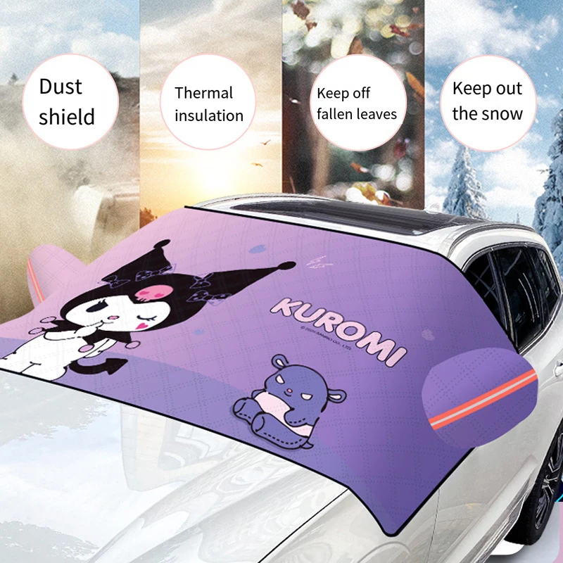 Hello Kitty Car Snow Cover Anti-Freeze Anti-Frost Thickened Warm Car Cover Protective Cover New My Melody Kuromi Car Accessories