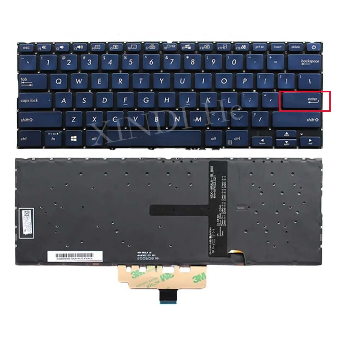 Teclado retroiluminado US para ASUS ZenBook, UX434I, UX434IQ, UM434I, UM434IQ, UX434F, UX434DA, U4600FL, azul