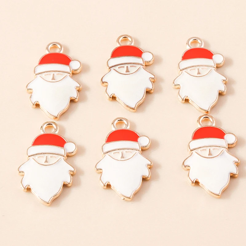 20 Stück 14x24mm Niedliche Emaille-Weihnachtsmann-Anhänger für Schmuckherstellung Neujahrs-Ohrringe Halsketten DIY-Bastelzubehör – Detail 2