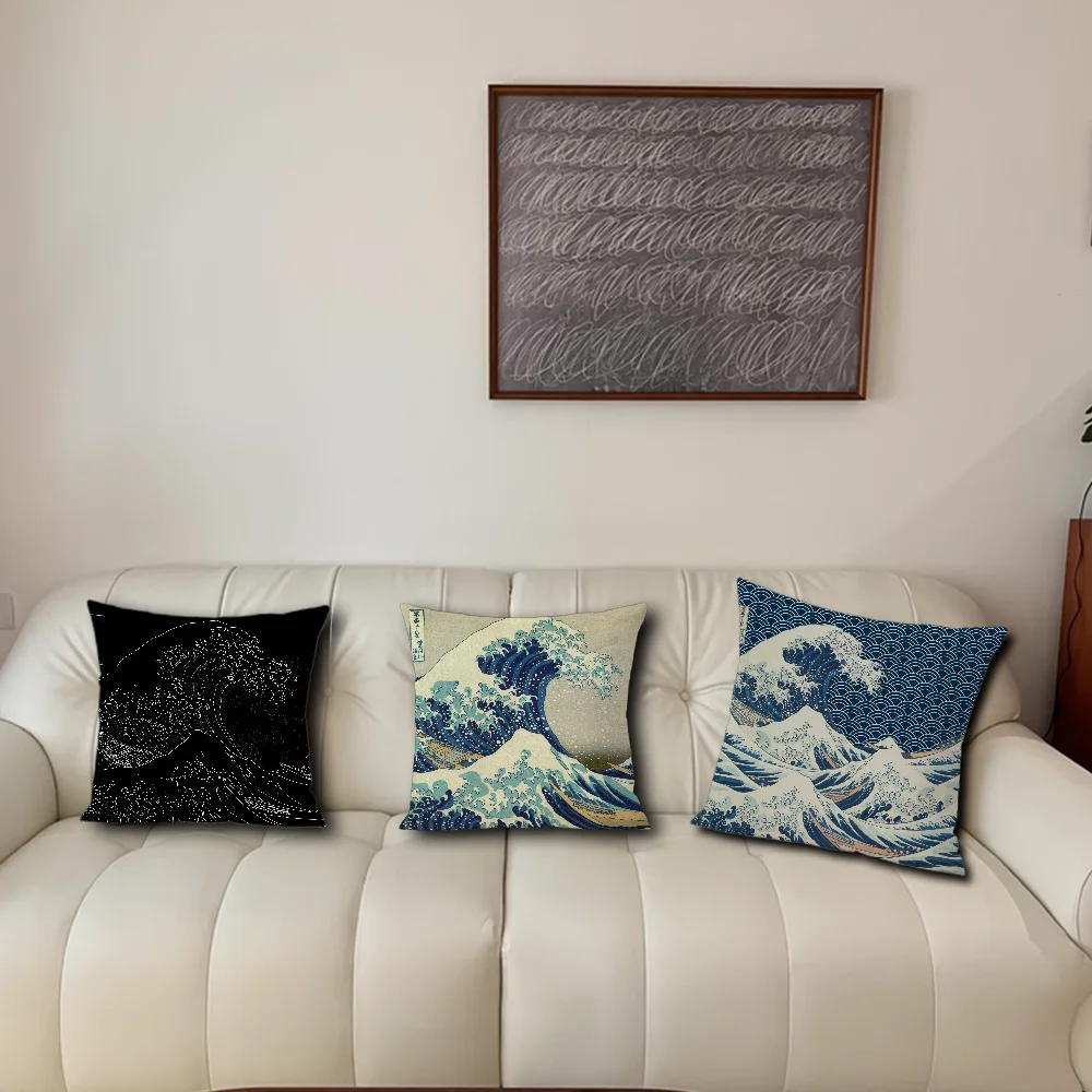 T-The G-Great W-Wave O-Off K-Kanagawa Comfortable Pillowcase Car Ornaments Office Living Room Sofa Home Pillowcase