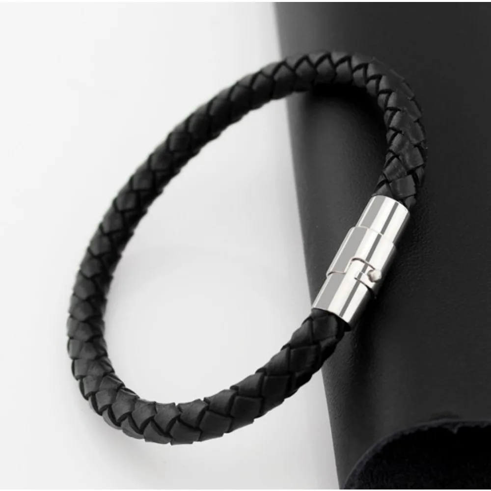 Unisex Braided Leather Bracelets for Men Women Various Colors Rope Leather Wristband Metal Magnetic Clasp Couple Cord Bracelet