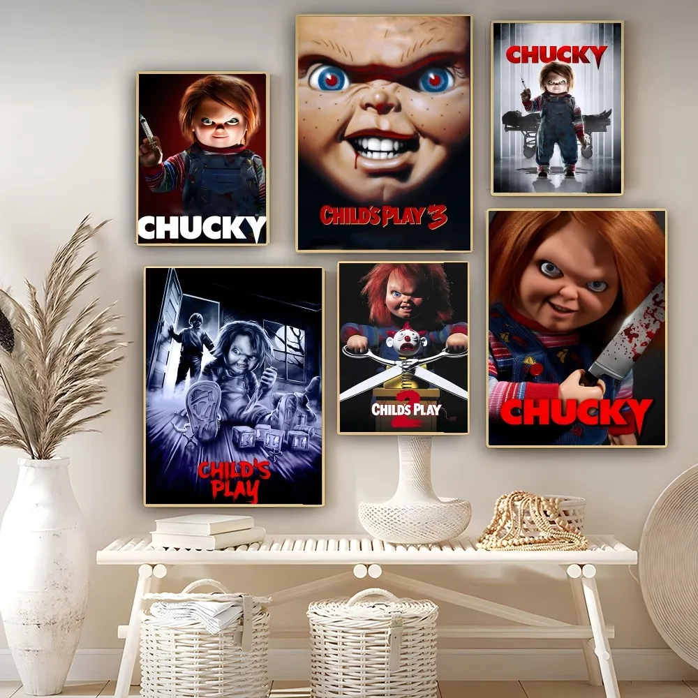 

Horror Movie Scary C-Chucky Doll Poster Self-adhesive Art Poster Retro Kraft Paper Sticker DIY Room Bar Cafe Vintage Decorative