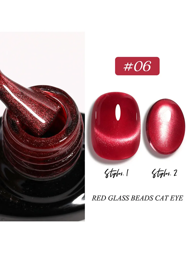 Esmalte de ojo de gato, cuentas de vidrio de rubí, esmalte de uñas de 9 colores, esmalte de ojo de gato Pop, esmalte de uñas de Color sólido, belleza de uñas no fácil de decolorar