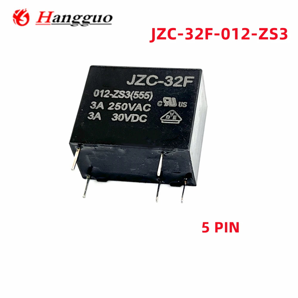 5PCS/Lot Original  HF32F JZC-32F 5V 12V 24V Power Relays JZC-32F-005-ZS3 JZC-32F-012-ZS3 JZC-32F-024-ZS3 3A 250VAC  5PIN  Relay