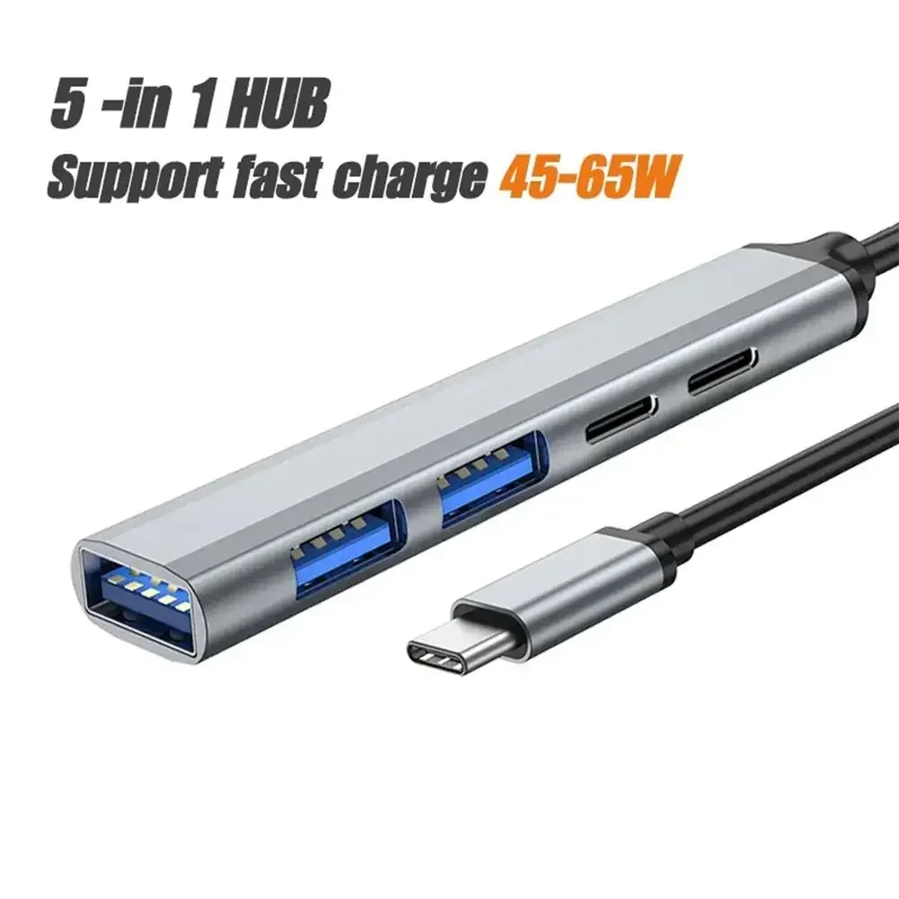 PD 65W USB C HUB Type To 3.0 5 Ports Multi Splitter Adapter OTG