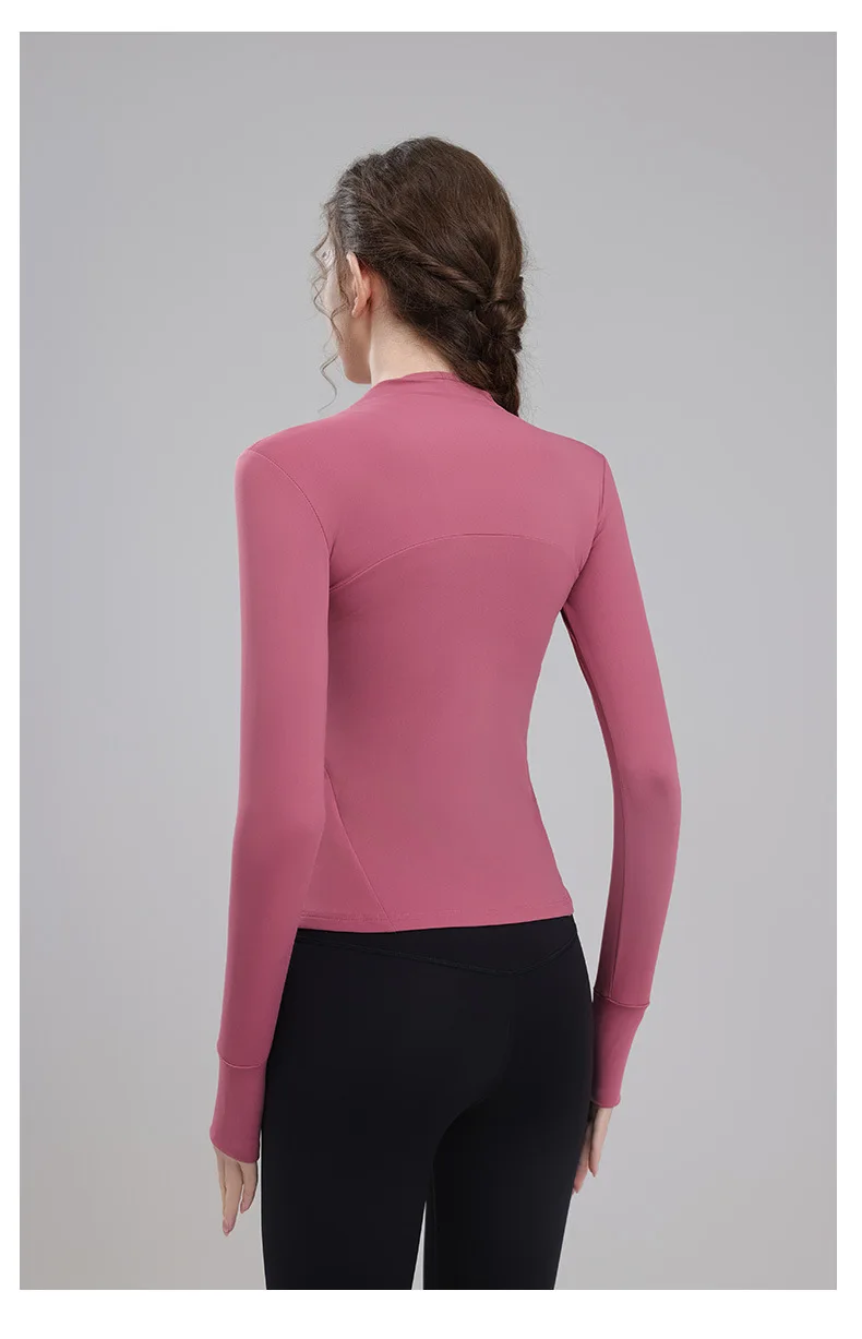 Ropa de Yoga para mujer, Tops de entrenamiento para correr, sudadera transpirable, ropa deportiva con media cremallera, ropa deportiva ajustada para montar