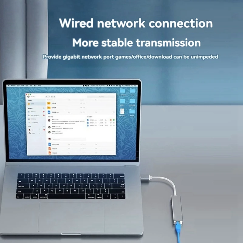 Adaptador tipo C para Ethernet Conversor de interface tipo C para RJ45 para todos os tipos de laptops