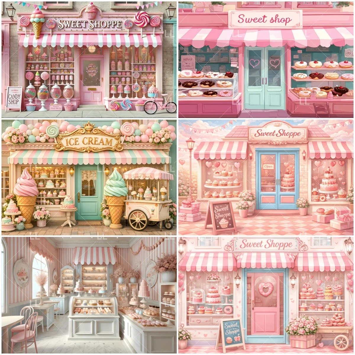 

Dessert Shop Theme Backdrop Cake Crush Decoration Pink Wedding Birthday Party Supplies Ice Cream Photography Background Kid Gift