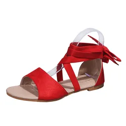 Summer Sandals Women Cross-tie Flats Fashion Designer Lace up Band Ladies Gladiator Sandal Shoes Zapatos Mujer