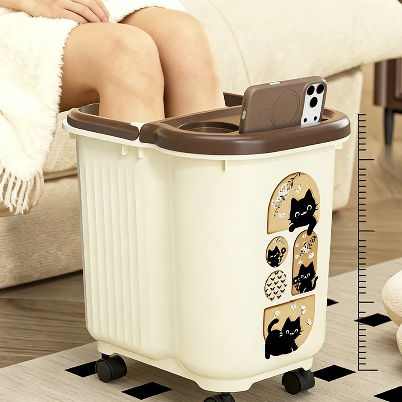 Autumn Winter Home Health Foot Bath Tub, Calf Insulation Thickened Massage Basin with Handle