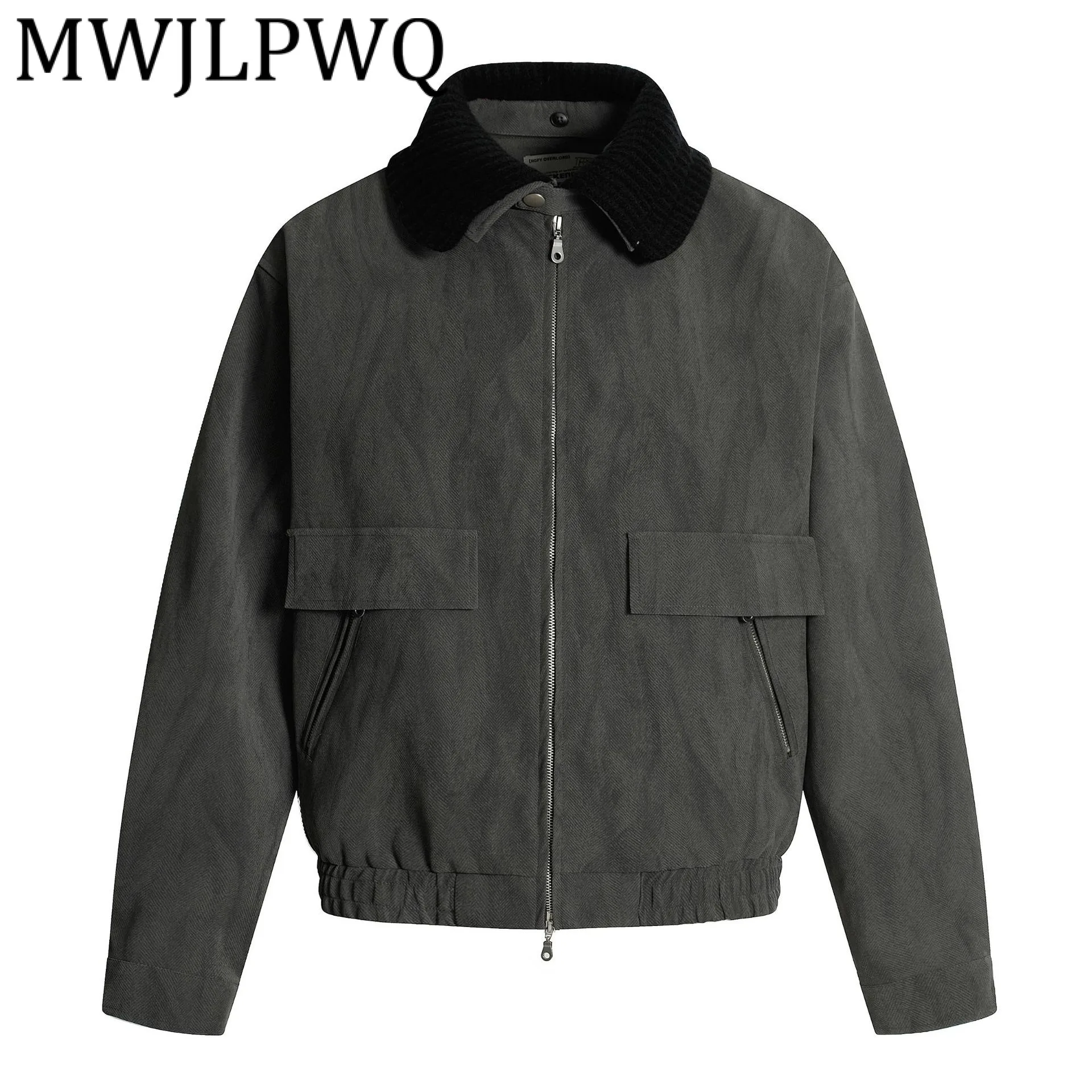 

MWJLPWQ Simple Versatile Loose Jacket Male American Fashion High Street Fur Collar Design Long Sleeve Coat Modish 2025 New 21612