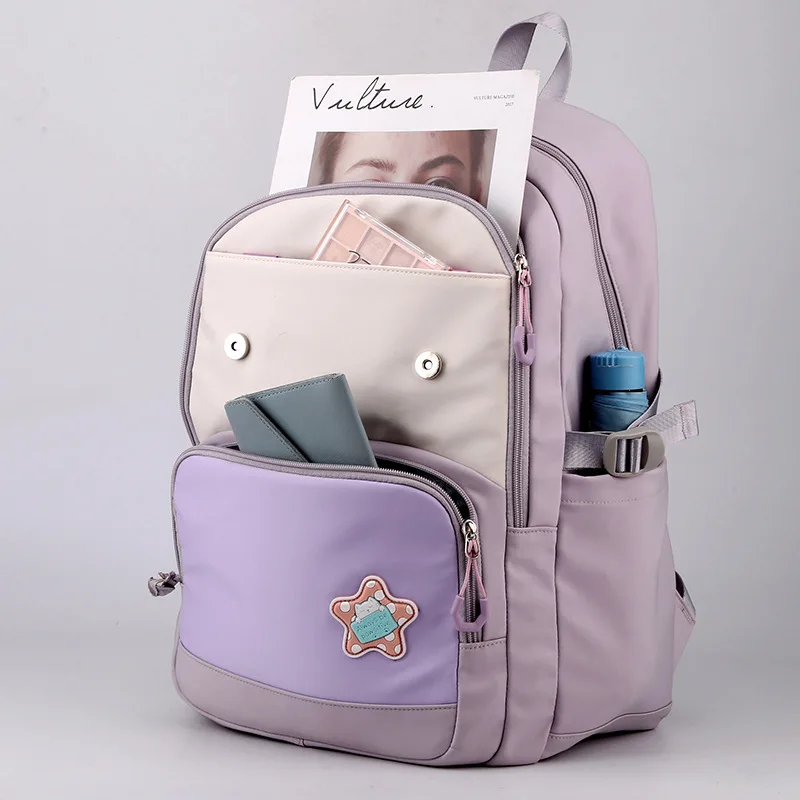 Mochilas escolares ligeras de moda para niñas adolescentes, bolsas de viaje casuales impermeables de gran capacidad para mujeres, mochilas escolares para estudiantes