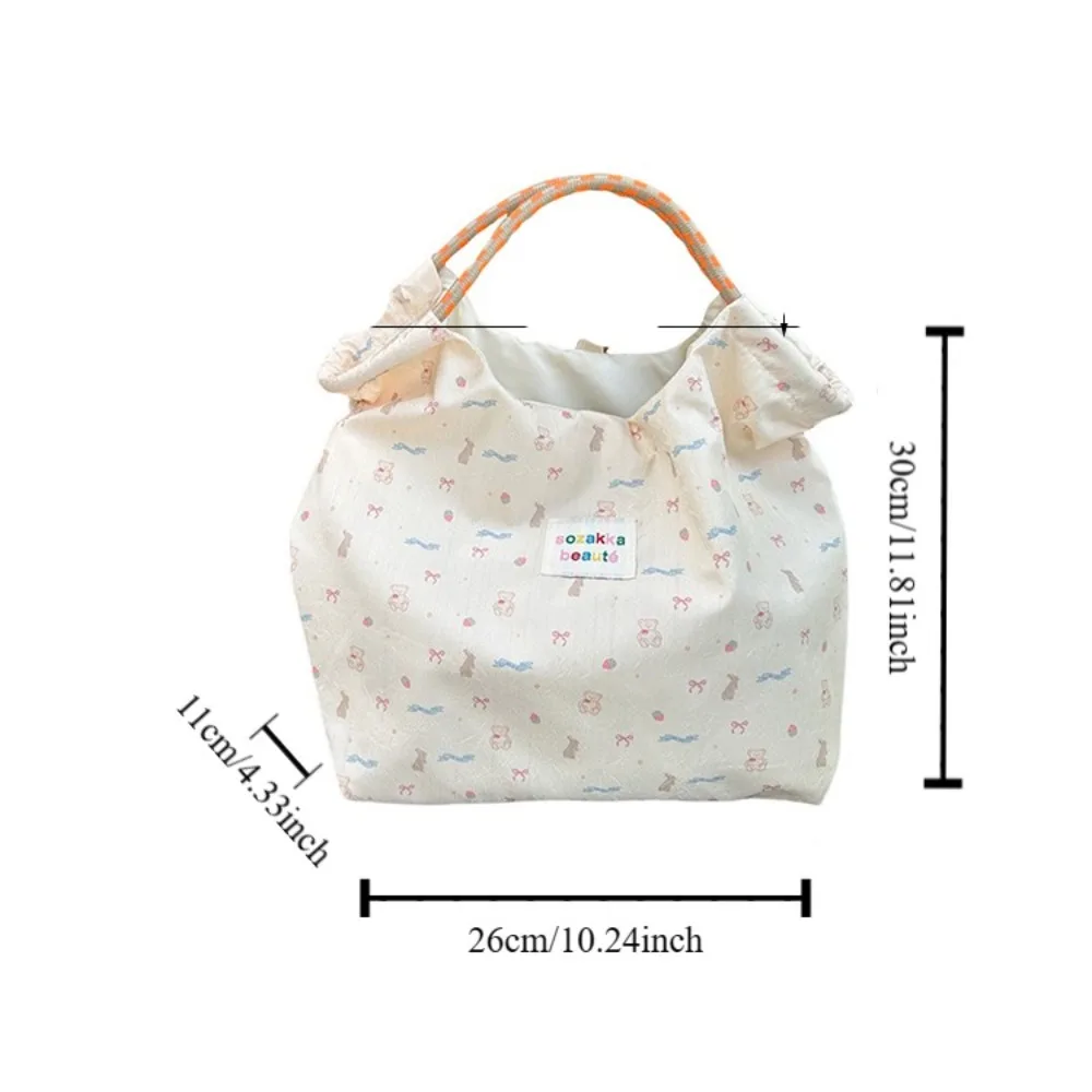 Eenvoudige Streep Print Handtas Schattige Elegante Sweet Canvas Tas Grote Capaciteit Mooie Draagtas Vrouwen