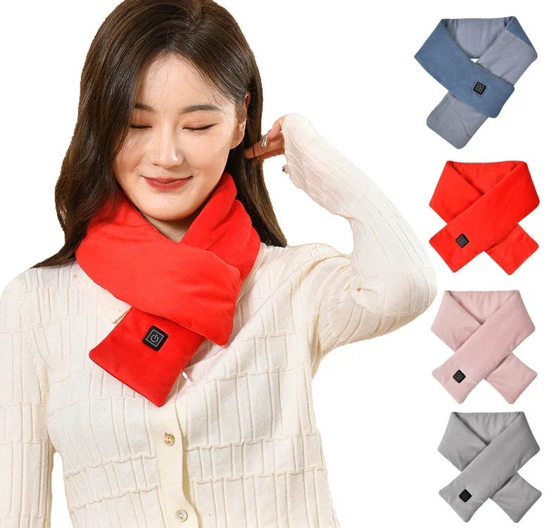 

Unisex Scarf with Neck Heating Pad 3 Heating Levels USB Charging Rechargeable Soft Heated Warm Winter Scarf for Men Women