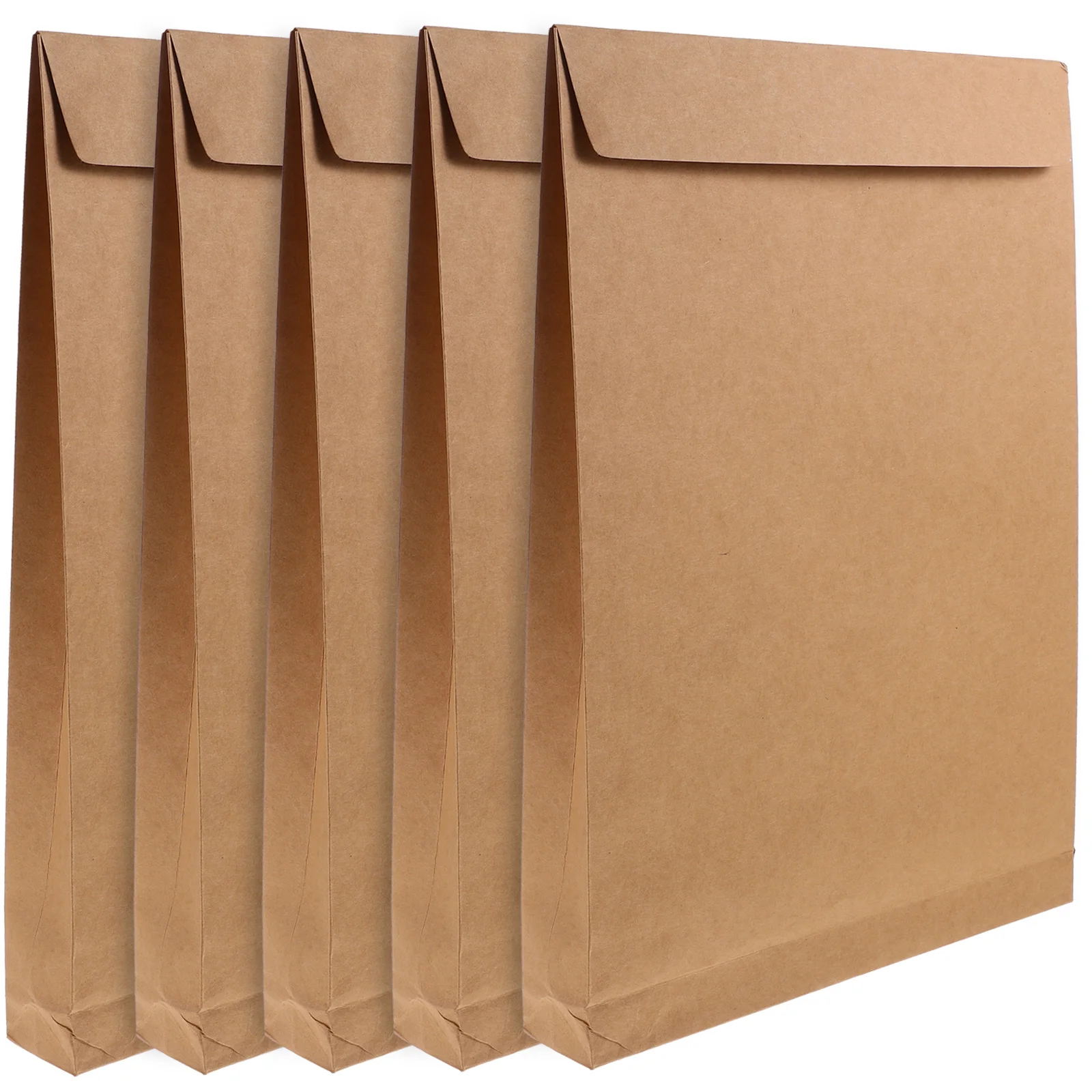 

5 Pcs Seal Kraft Paper Document Bag Pack Clothes Self Envelopes Brown Gift Bags