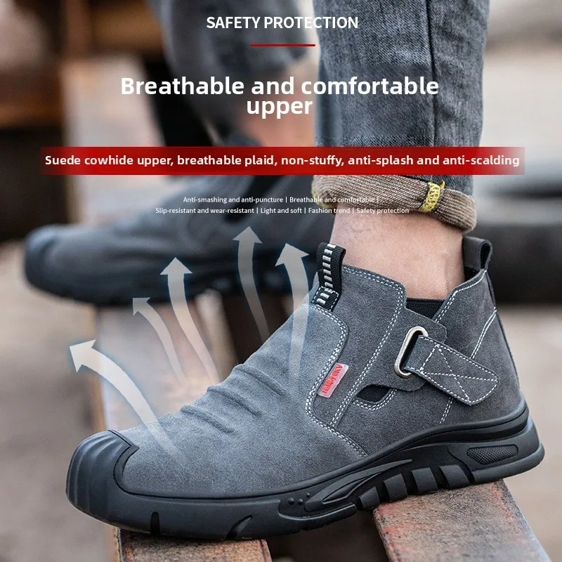 Welding Steel Toe Safety Shoes Anti Smash Anti Puncture Slip Resistant Wear Resistant Work Boots Men Breathable Durable Comforta