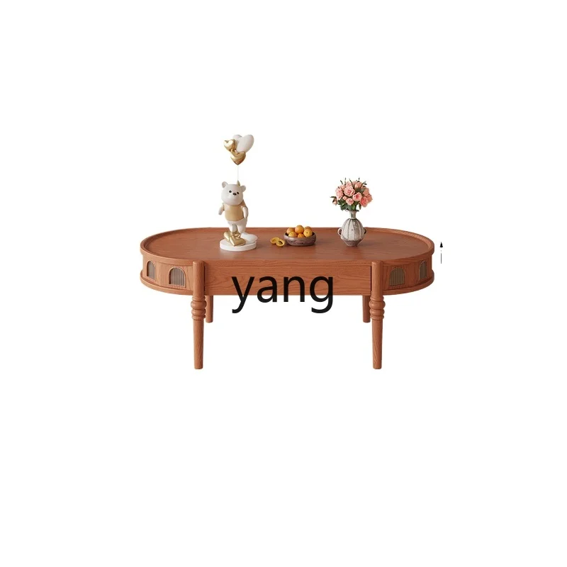 

Yjq Ancient Style Solid Wood Tea Table Small Apartment Living Room Home Changhong Glass Door Ash Wood