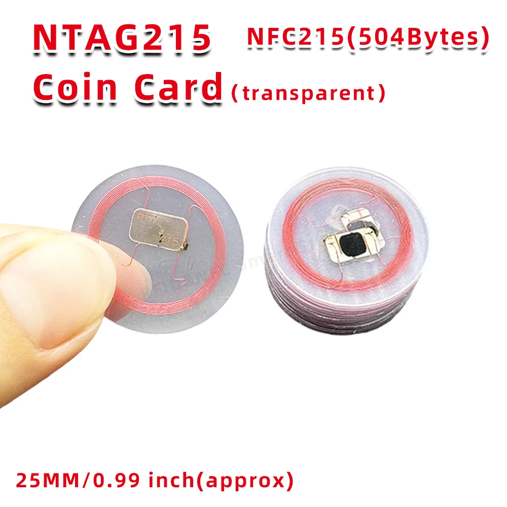 NFC NT/AG 215 Coin Transparent  Cards 13.56Mhz RFID Tags  Cards Compatible with Tagmo NFC Enabled Mobile Phones and Devices