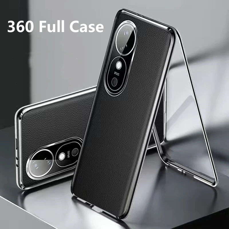 360 Full Case For VIVO V40 Pro 5G Case Tempered Glass Leather Phone Cover For Vivo V 40 V40Pro Double Sided Protect Bumper