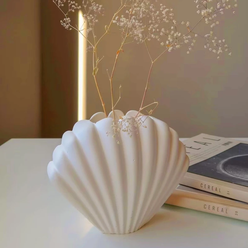 

Cute Shell Scallop Concrete Vase Silicone Mold Dried Flowers Vase Molds DIY Plaster Home Decor Gypsum Pen Container Mould