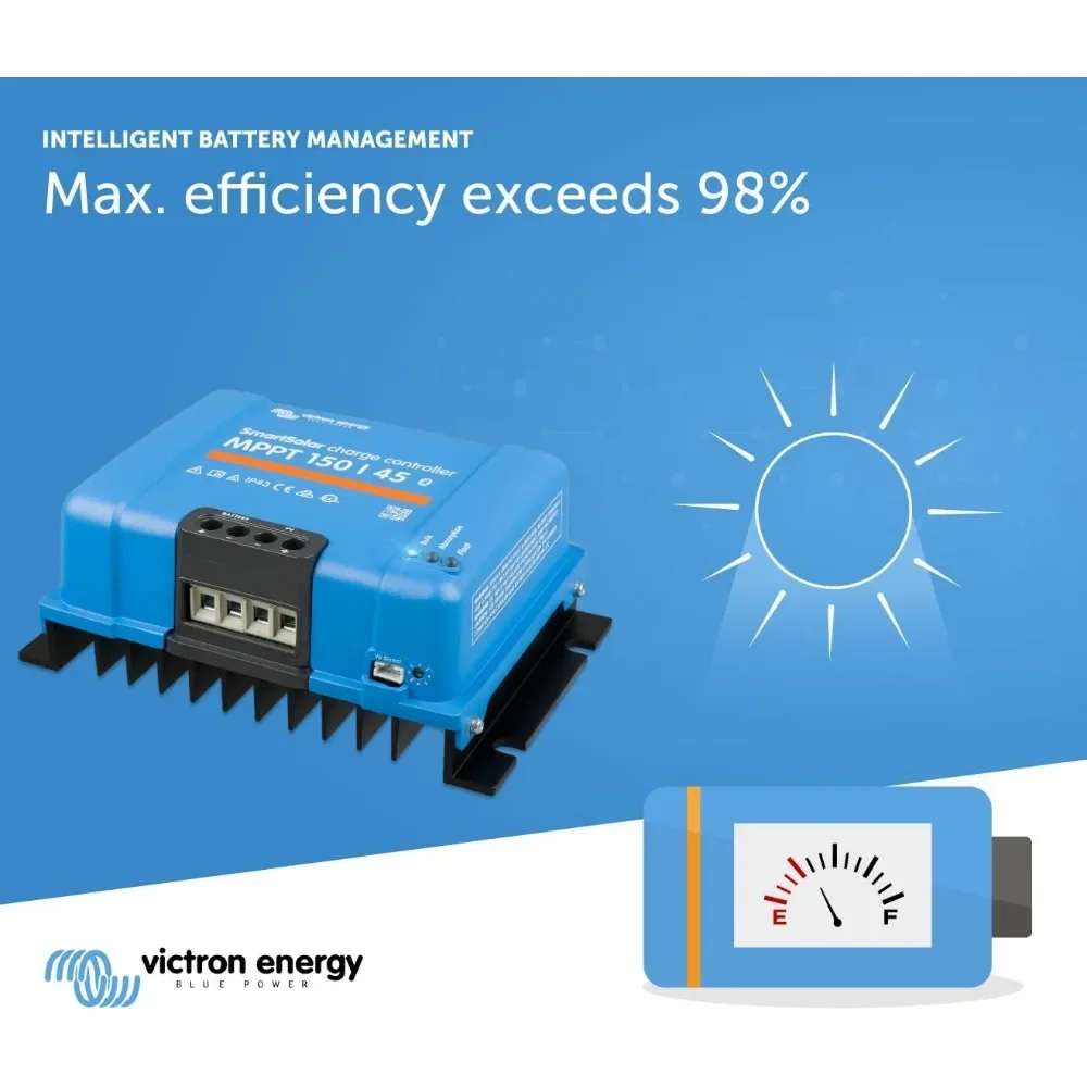 Imagem -05 - Controlador de Carga Solar Energy Smartsolar Mppt Bluetooth Controladores de Carga para Painéis Solares 150v 45 Ampères 12 24 36 48 Volts