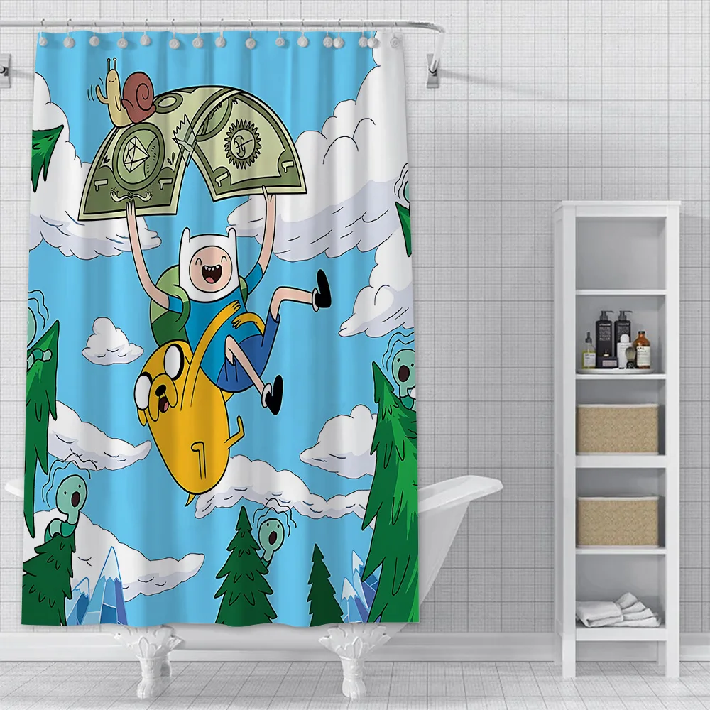 Cartoon A-Adventure Time Shower Curtain Waterproof Polyester Fabric Paint Colorful Bath Curtains Home Bathroom Curtain with Hook