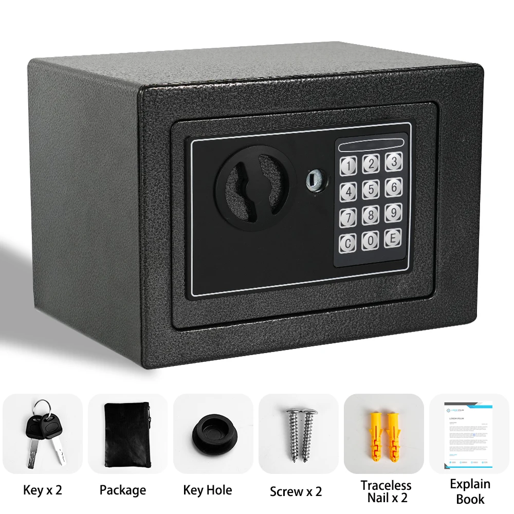 DayPlus Digital Safe Househol Steel Safe Box Currency Vank Deposit Box with Key to Safely Store Cash Jewelry