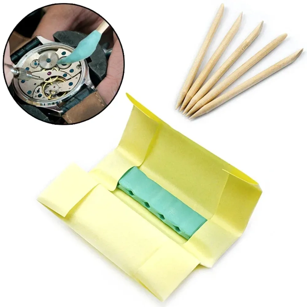 Green Watch Parts Movement Cleaning Clay Dust Removal With Wooden Stick Rubber Putty Cleaner Portable Oil Removal