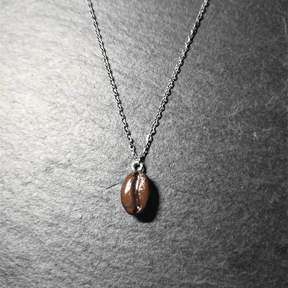 Collar con colgante de grano de café marrón 3D, collar de taza de café, regalo para amantes del café, joyería