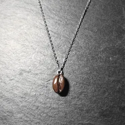Coffee Bean Necklace, 3D Brown Coffee Bean Pendant Necklace coffee cup necklace Gift for Coffee Lover Jewellery