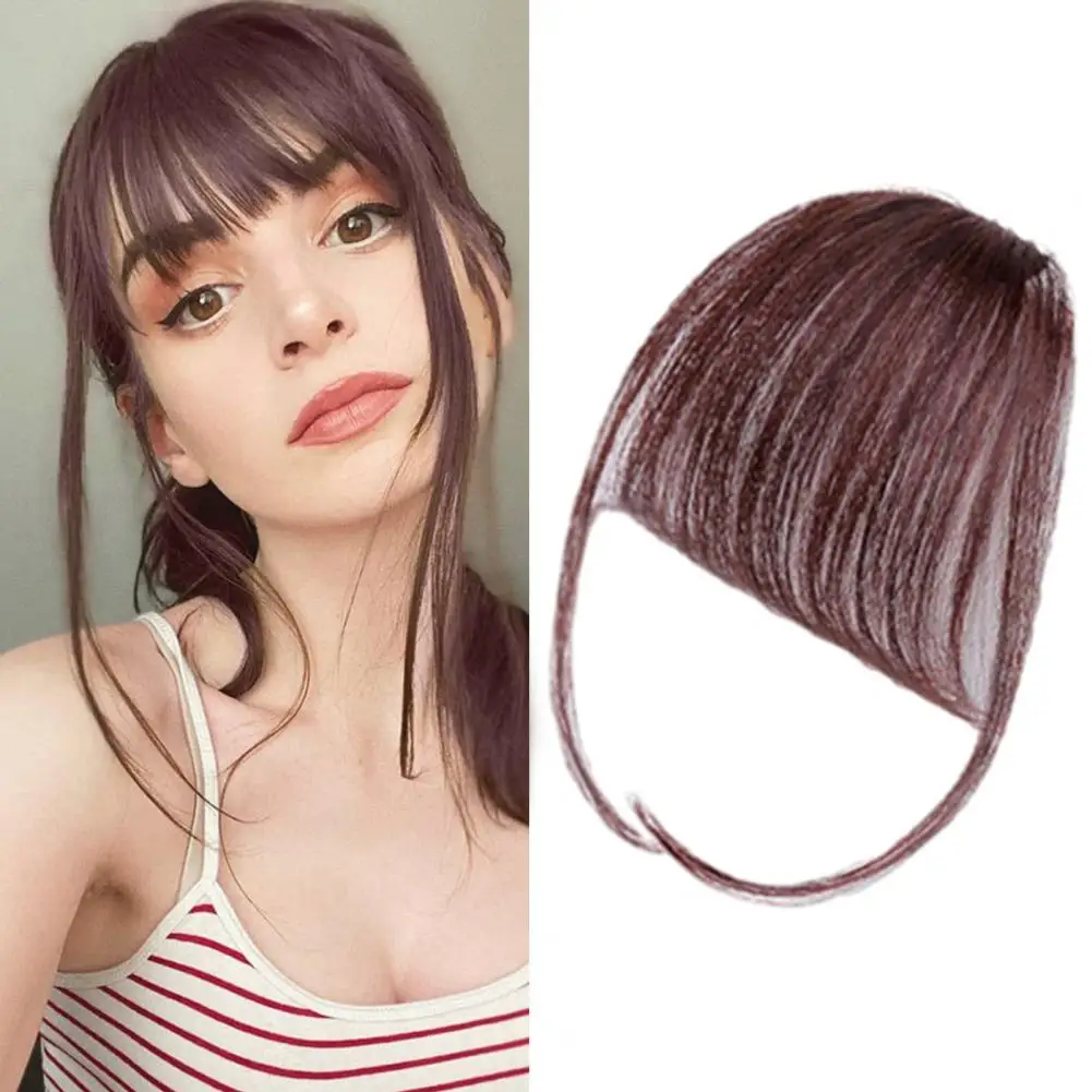 Synthetic Fake Blunt Air Bangs Clip In Hair Extensions Fake Fringe False Hairpiece For Women Clip In Bangs Fake Hair