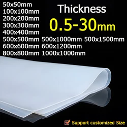 Translucent Silicone Rubber Sheet High Temp Resistance Food Grade Silica Gel Plate 50 100x100 200 300 400 500 600 800 1000 1200