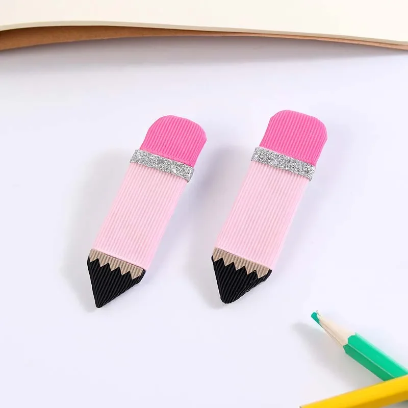 Oaoleer 2Pcs Back To School Hair Accessories Pencil Hair Clip for Baby Girls Exquisite Pencil Hairpin Barrettes Student Headwear