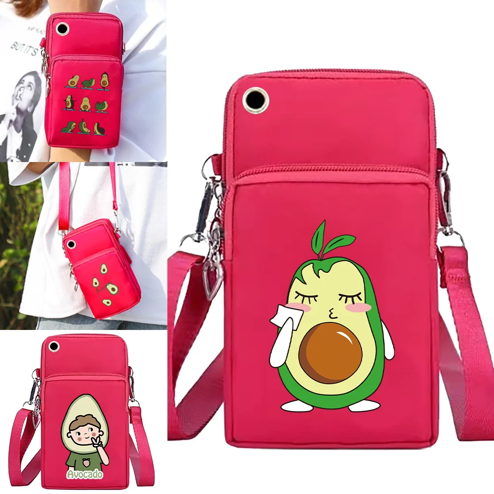 Mobile Phone Bag for Iphone/huawei/xiaomi/samsung Universal Shoulder Bags Wrist Pack Arm Bags with Headset Hole Avocado Pattern