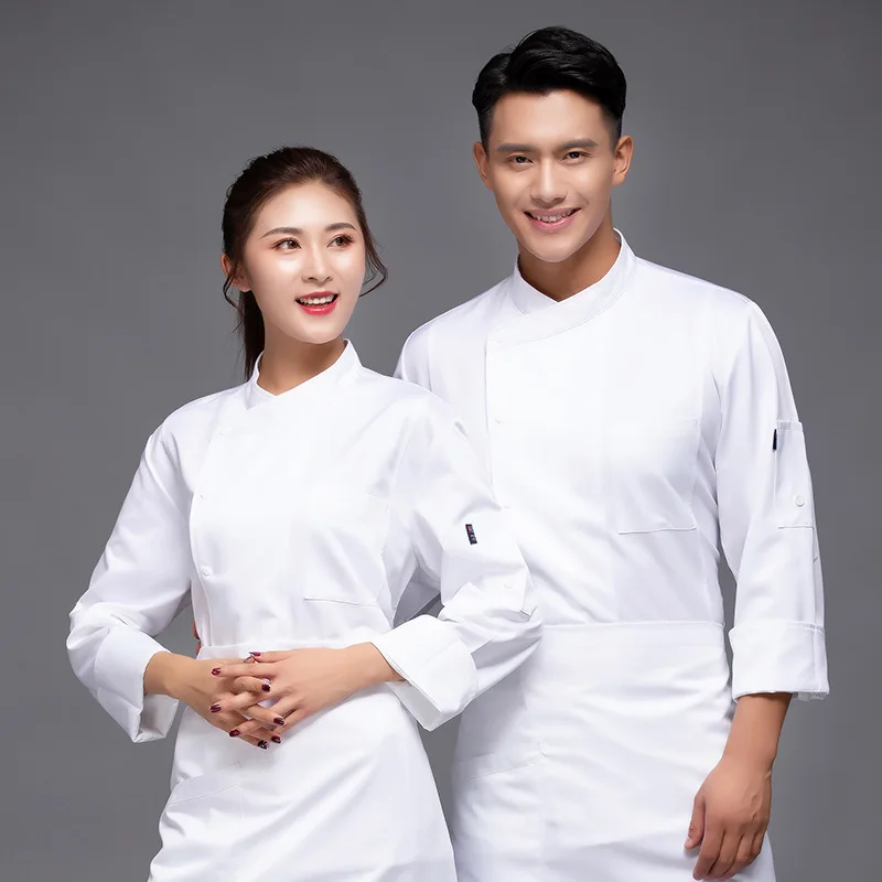 C397เชฟเสื้อผ้า Waiter Jacket Plus ขนาดห้องครัว Overalls แขนยาวร้านเค้ก Pastry Baker เสื้อผ้าซูชิ chef Uniform