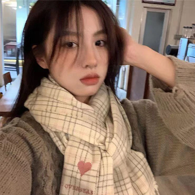 女性の市松模様のスカーフ,ラップショール,マフラーショール,暖かい,甘い女の子,女性のファッション,トレンディ,冬