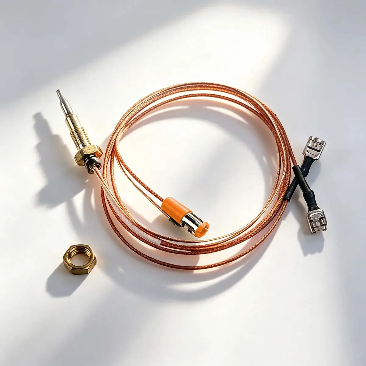Universal Gas Heater Multi-Circuit Thermocouple with Green Plug Dual Connectors Installation Nut Replacement Part Gas Furnace