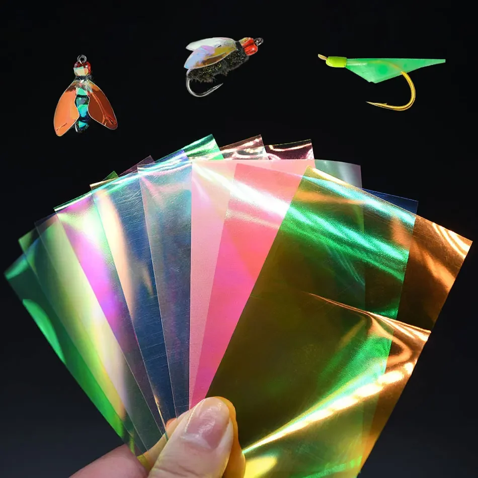 MNFT 4 Stück Fliegenbinden Regenbogenfolie Sabiki Rig Herstellung Garnelen Flash Back Wings Scud Nymph Fliegenbindematerialien – Detail 1