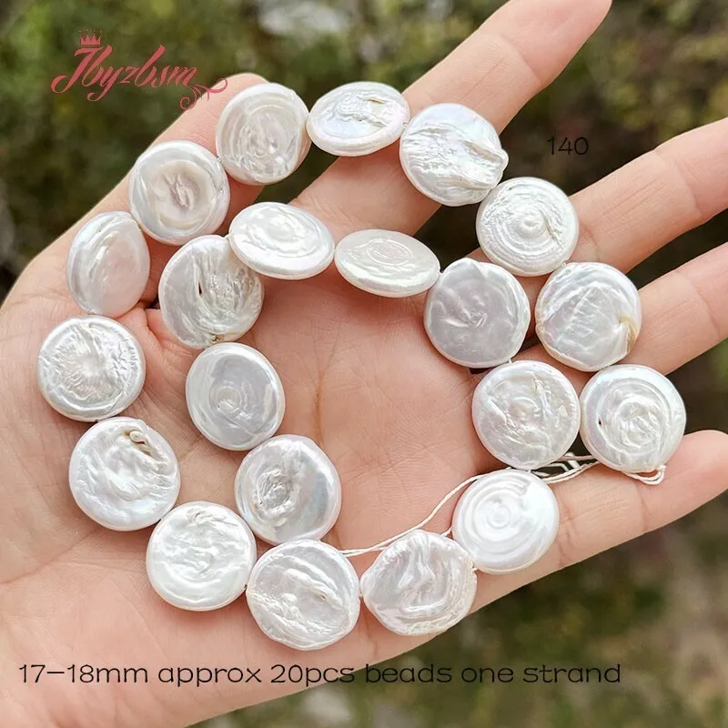 18mm Freshwater Pearl Coin Beads Loose Natural Stone Beads For Jewelry Making DIY Necklace Bracelets Earring Spacer Strand 15\