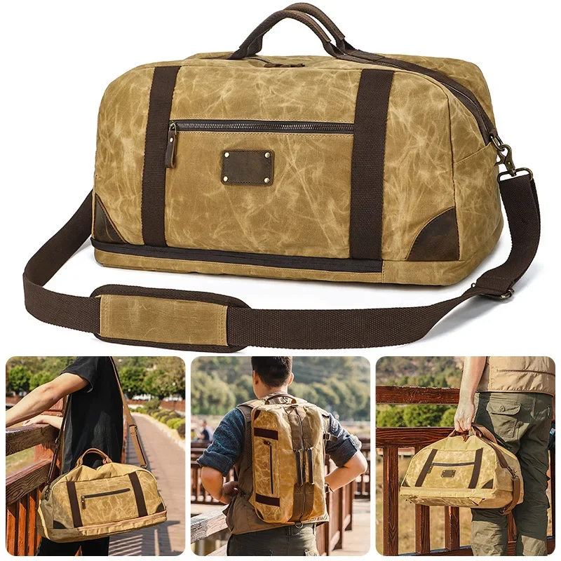 M534 New Waterproof Oil Wax Canvas Multifunctional Dropship Vintage Messenger Bag Travel Portable Canvas Large Capacity Tote Bag