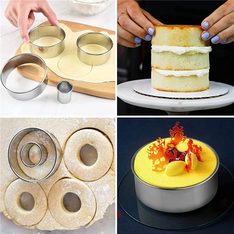 

ABWR-Cookie Biscuit Cutter Set, Round Stainless Steel Pastry Rings 36 Pieces With Round Box For Donut Pastries Fondant Cake