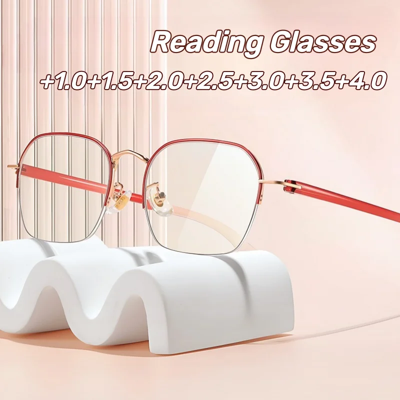 

2025 Fashion Reading Glasses Women's INS Style Metal Oversized Frame Ultra-Lightweight Personalized Presbyopia Glasses
